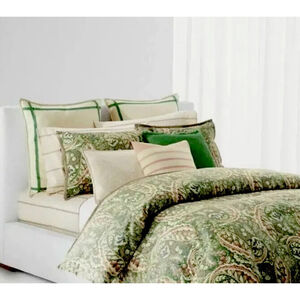 Ralph Lauren Allie Green Paisley Floral King Comforter Set Comf. & 2 King Shams